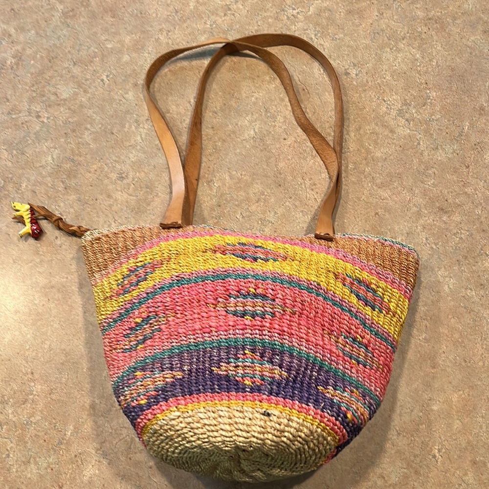 Vintage Pastel Straw bucket Bag